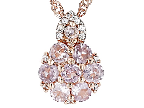 Pre-Owned Pink Color Shift Garnet 18k Rose Gold Over Sterling Silver Pendant With Chain 0.87ctw