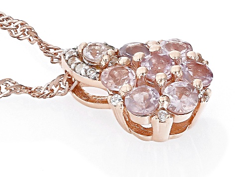 Pre-Owned Pink Color Shift Garnet 18k Rose Gold Over Sterling Silver Pendant With Chain 0.87ctw