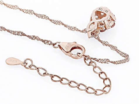 Pre-Owned Pink Color Shift Garnet 18k Rose Gold Over Sterling Silver Pendant With Chain 0.87ctw