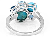 Pre-Owned Multi Gem Rhodium Over Sterling Silver Ring 1.10ctw