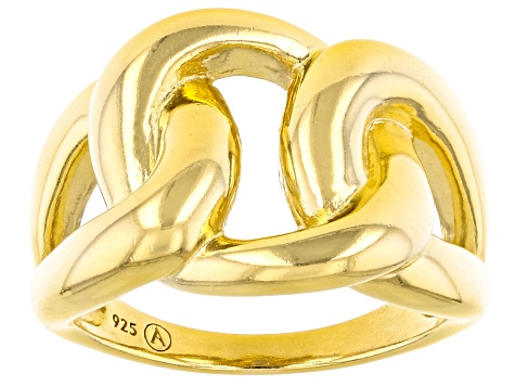 Pre-Owned 18k Yellow Gold Over Sterling Silver Intertwined Link Ring
