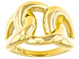 Pre-Owned 18k Yellow Gold Over Sterling Silver Intertwined Link Ring