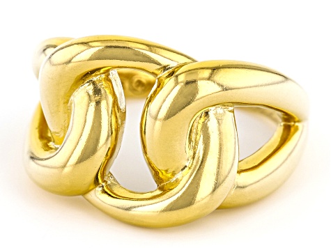 Pre-Owned 18k Yellow Gold Over Sterling Silver Intertwined Link Ring