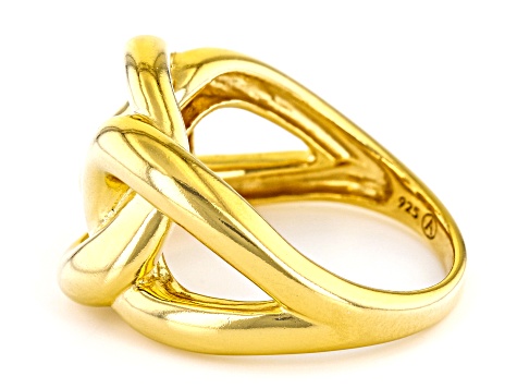 Pre-Owned 18k Yellow Gold Over Sterling Silver Intertwined Link Ring