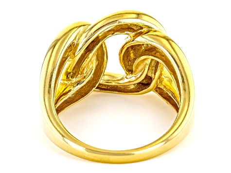Pre-Owned 18k Yellow Gold Over Sterling Silver Intertwined Link Ring