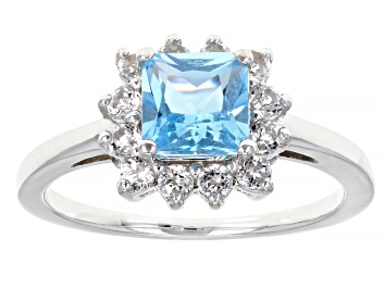Picture of Pre-Owned Swiss Blue Topaz Rhodium Over Sterling Silver Ring 1.56ctw