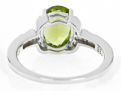 Pre-Owned Green Peridot  Rhodium Over Sterling Silver Ring 2.45ctw