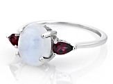 Pre-Owned Rainbow Moonstone Rhodium Over Sterling Silver Ring 0.49ctw