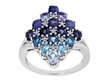 Picture of Pre-Owned Blue Mahaleo(R) Sapphire Rhodium Over Sterling Silver Ring 2.63ctw