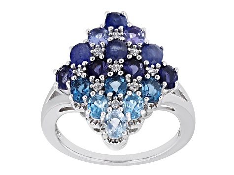 Pre-Owned Blue Mahaleo(R) Sapphire Rhodium Over Sterling Silver Ring 2.63ctw