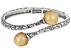 Pre-Owned Golden Cultured South Sea Pearl with Black Rhodium & White Rhodium Over Sterling Silver Ba