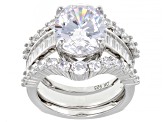 Pre-Owned White Cubic Zirconia Rhodium Over Sterling Silver Ring Set 10.18ctw