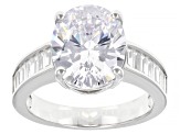 Pre-Owned White Cubic Zirconia Rhodium Over Sterling Silver Ring Set 10.18ctw