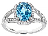 Pre-Owned Blue Zircon Rhodium Over 14k White Gold Ring 2.78ctw