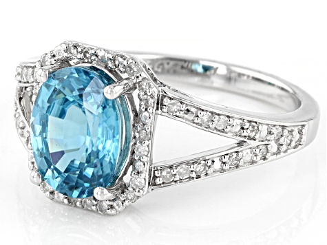 Pre-Owned Blue Zircon Rhodium Over 14k White Gold Ring 2.78ctw