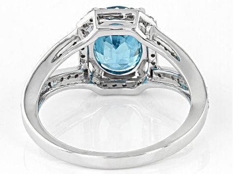 Pre-Owned Blue Zircon Rhodium Over 14k White Gold Ring 2.78ctw