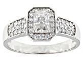 Pre-Owned Moissanite Platineve Halo Ring 1.12ctw DEW