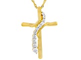 Pre-Owned Moissanite 14k Yellow Gold Over Sterling Silver Cross Pendant .46ctw DEW.