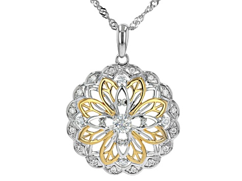 Pre-Owned Moissanite Platineve Two Tone Pendant .54ctw DEW.