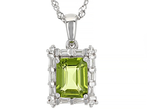 Pre-Owned Green Peridot Rhodium Over Silver Pendant With Chain 2.68ctw