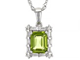 Pre-Owned Green Peridot Rhodium Over Silver Pendant With Chain 2.68ctw