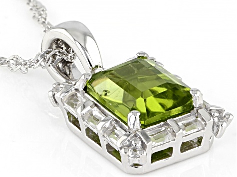 Pre-Owned Green Peridot Rhodium Over Silver Pendant With Chain 2.68ctw