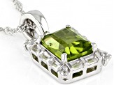 Pre-Owned Green Peridot Rhodium Over Silver Pendant With Chain 2.68ctw