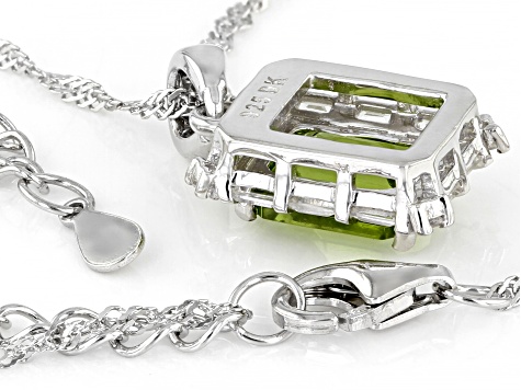 Pre-Owned Green Peridot Rhodium Over Silver Pendant With Chain 2.68ctw