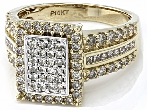 Pre-Owned Candlelight Diamonds™ 10k Yellow Gold Cluster Ring 1.25ctw