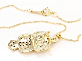 Pre-Owned Multi Stone Multi Color 10K Yellow Gold Owl Pendant With Chain 0.29ctw