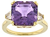 Pre-Owned Amethyst 18k Yellow Gold Over Sterling Silver Ring 6.66ctw