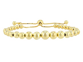 Pre-Owned 18kt Yellow Gold Over Sterling Silver Bead Adjustable Bracelet 8.5 inch