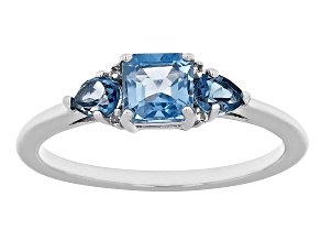 Pre-Owned Swiss Blue Topaz Rhodium Over Silver Ring 1.02ctw