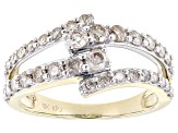 Pre-Owned Candlelight Diamonds™ 10k Yellow Gold Bypass Ring 1.00ctw