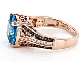 Pre-Owned Blue, Mocha And White Cubic Zirconia 18k Rose Gold Over Sterling Silver Ring 6.54ctw