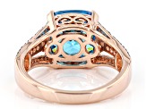 Pre-Owned Blue, Mocha And White Cubic Zirconia 18k Rose Gold Over Sterling Silver Ring 6.54ctw