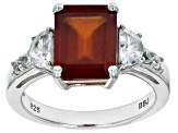 Pre-Owned Red Hessonite Garnet Rhodium Over Sterling Silver Ring 3.78ctw