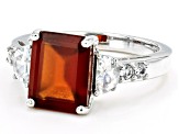 Pre-Owned Red Hessonite Garnet Rhodium Over Sterling Silver Ring 3.78ctw