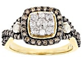 Pre-Owned Champagne & White Diamond 10K Yellow Gold Ring 1.00ctw