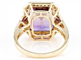 Pre-Owned Emerald Cut Bi-Color Ametrine, White, And Champagne Diamond 14k Yellow Gold Ring 5.43ctw