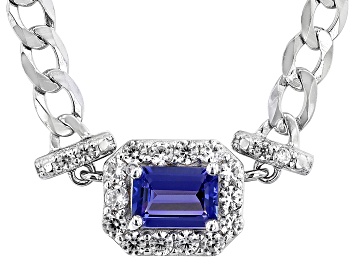 Picture of Pre-Owned Blue Tanzanite Rhodium Over Silver Necklace 1.73ctw