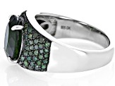 Pre-Owned Green Chrome Diopside Rhodium Over Sterling Silver Ring 3.92ctw