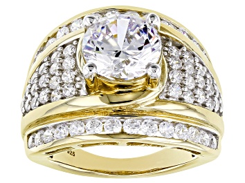 Picture of Pre-Owned White Cubic Zirconia 18K Yellow Gold Over Sterling Silver Ring 7.90ctw