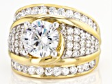 Pre-Owned White Cubic Zirconia 18K Yellow Gold Over Sterling Silver Ring 7.90ctw