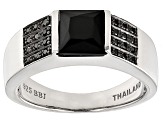 Pre-Owned Black Spinel Rhodium Over Sterling Silver Men's Ring 2.22ctw