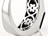 Pre-Owned Black Spinel Rhodium Over Sterling Silver Men's Ring 2.22ctw