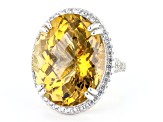 Pre-Owned Yellow Citrine Rhodium Over Sterling Silver Ring 21.25ctw