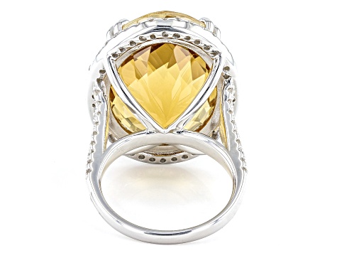 Pre-Owned Yellow Citrine Rhodium Over Sterling Silver Ring 21.25ctw