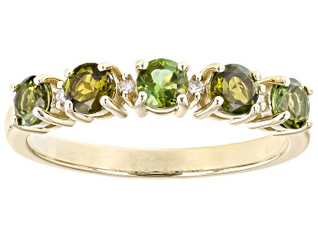 Picture of Pre-Owned Green Tourmaline 10k Yellow Gold Band Ring 0.74ctw