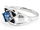 Pre-Owned London Blue Topaz Rhodium Over 14k White Gold Men's Ring 1.25ctw